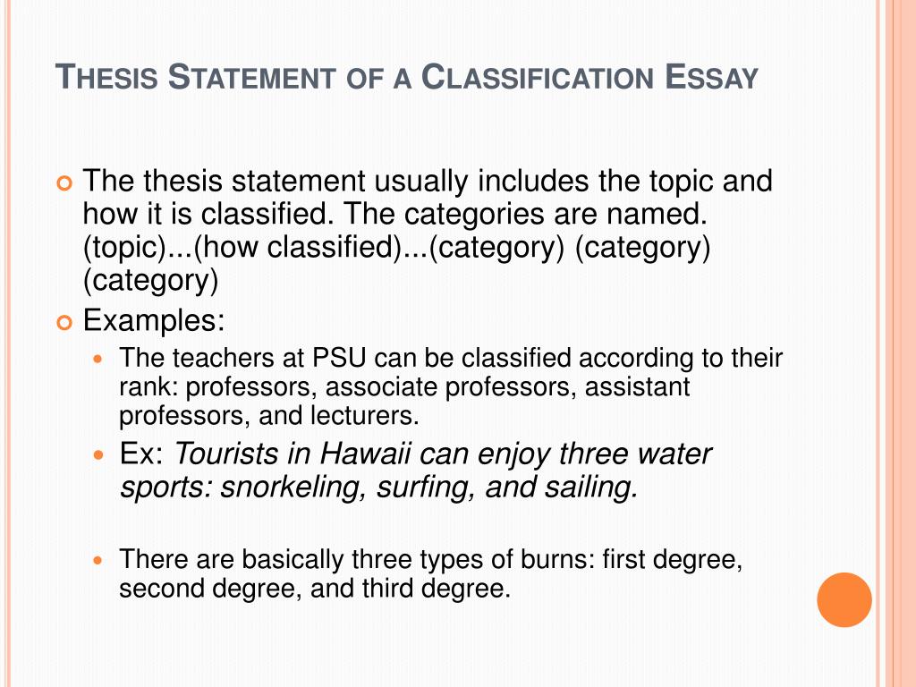 classification essay thesis statement