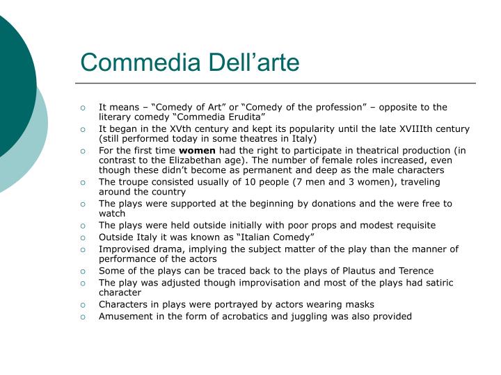 an analysis of commedia dellarte the first improvisational drama an analysis of commedia dellarte the first improvisational drama