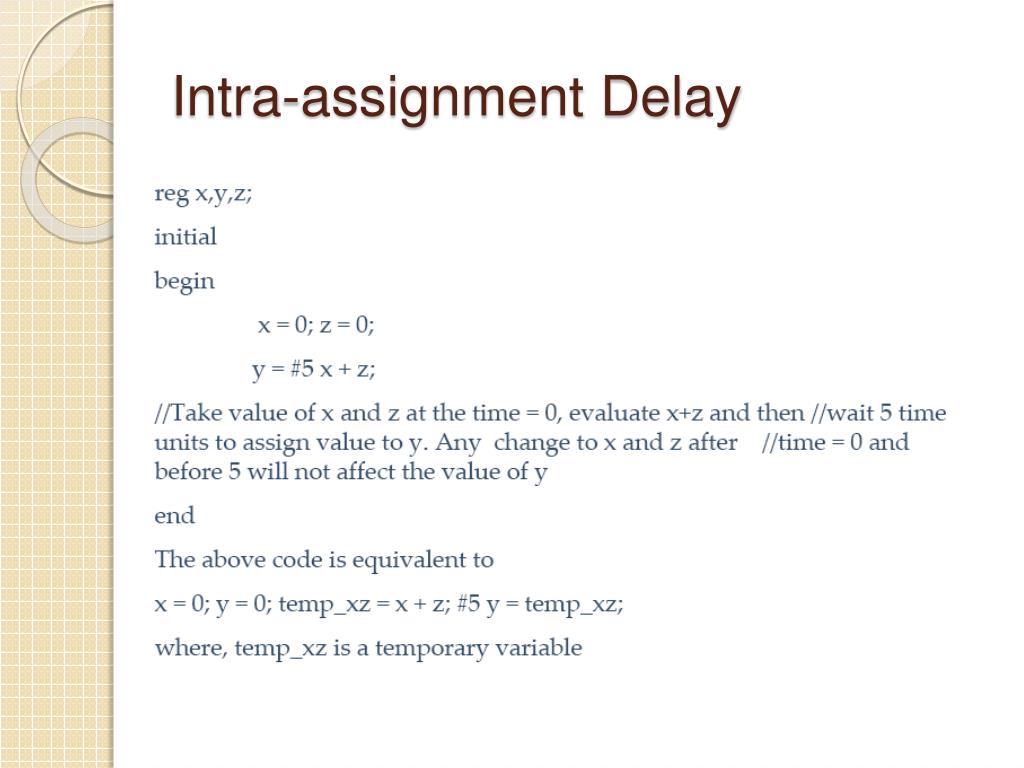 delay assignment in verilog