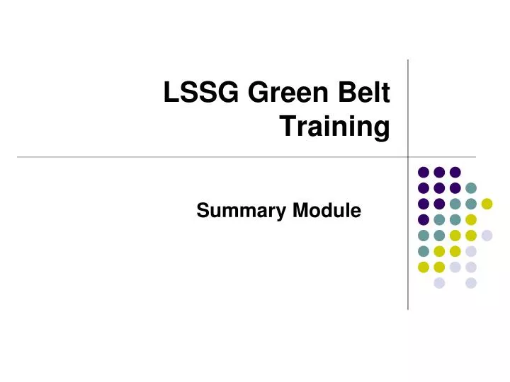lssg green belt training n.