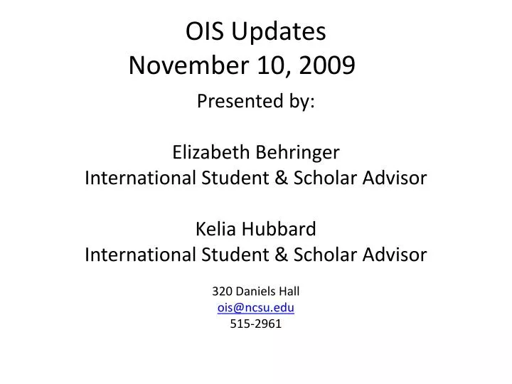 ois updates november 10 2009 n.