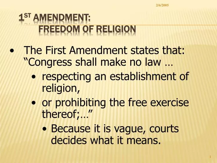 Ppt 1 St Amendment Freedom Of Religion Powerpoint Presentation Free