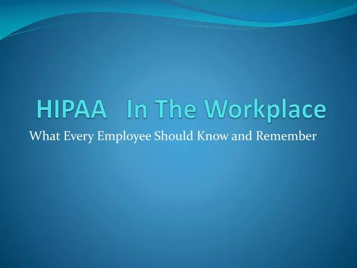 hipaa in the workplace n.