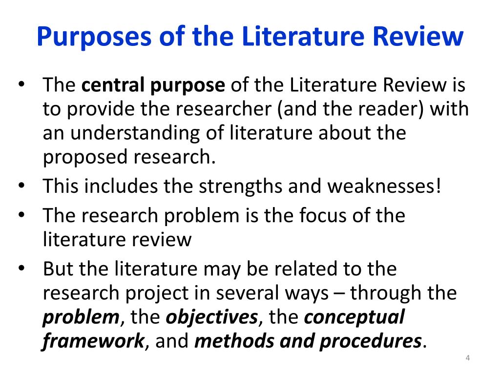 specific purpose of literature review