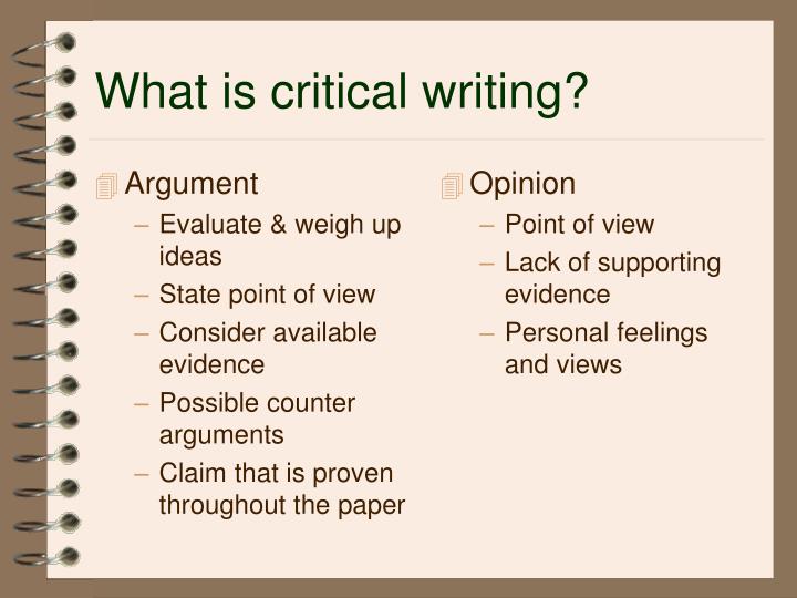 features of critical writing and presentation