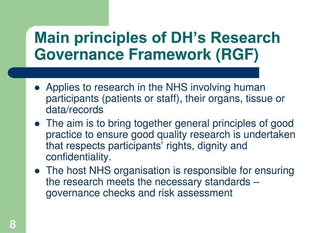 the research governance framework