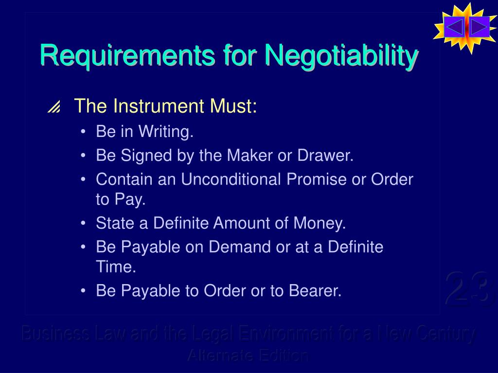 PPT Creating a Negotiable Instrument PowerPoint Presentation, free