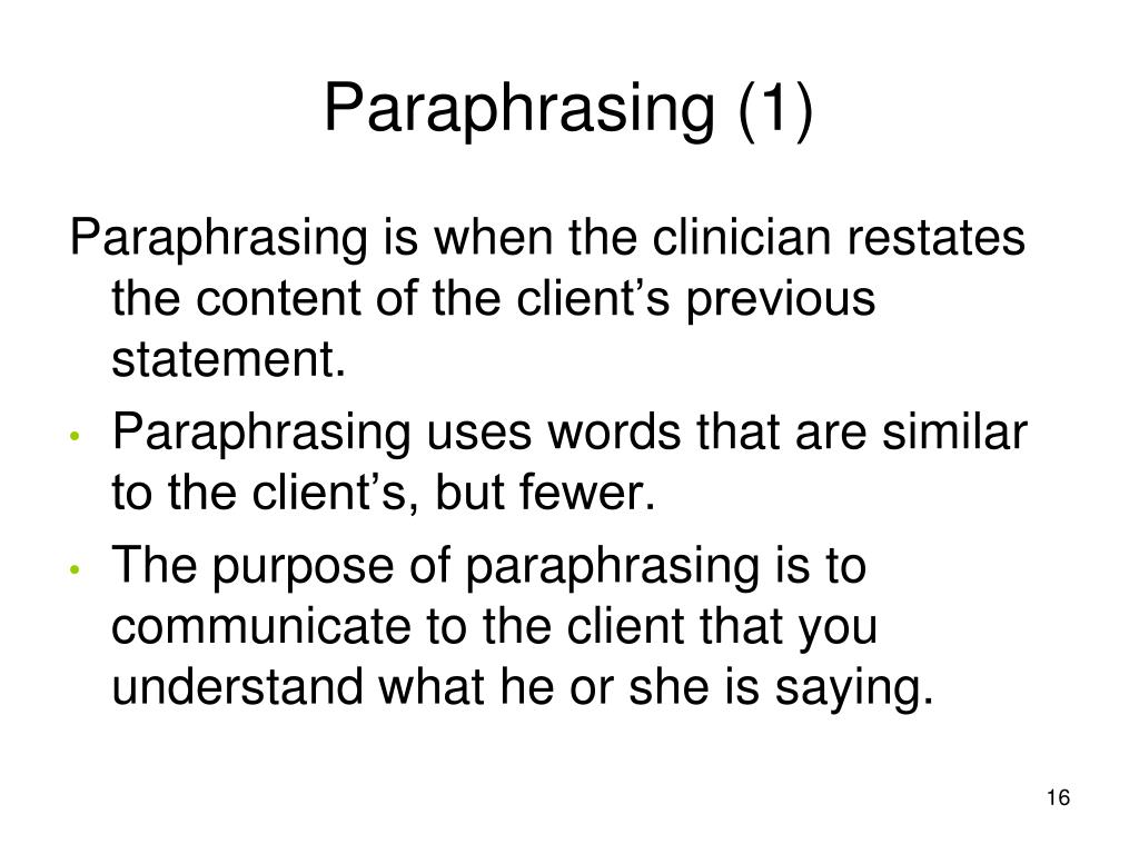 the importance of paraphrasing in counselling