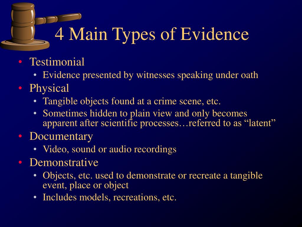 presentation of evidence meaning in law