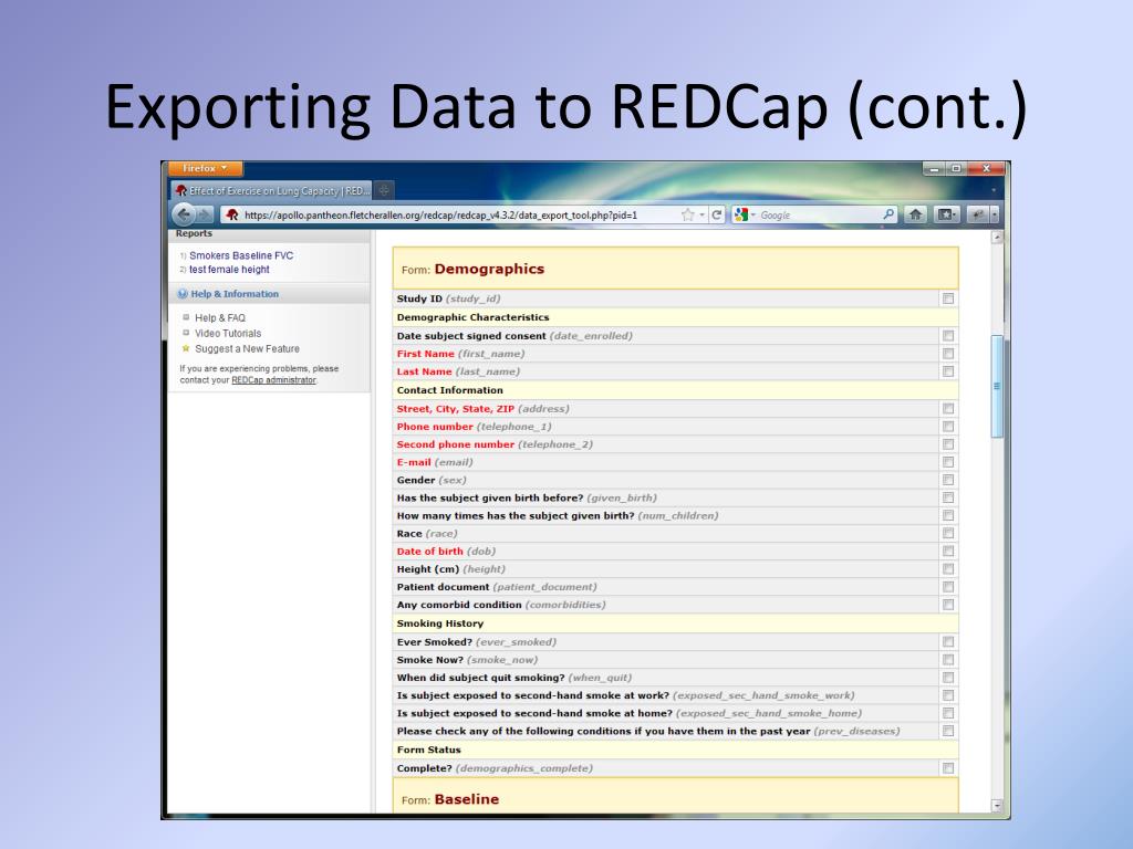Redcap (research Electronic data capture). Увм самарской области