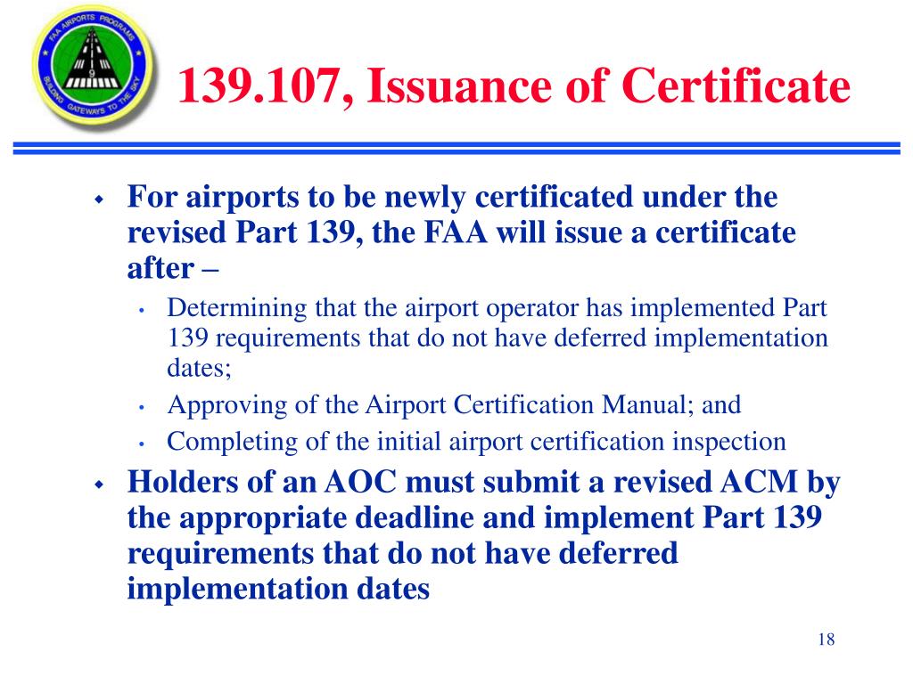 Final rule. Issuance of Certificate. 14 CFR Part 107. Airport Certificate. Issuance.