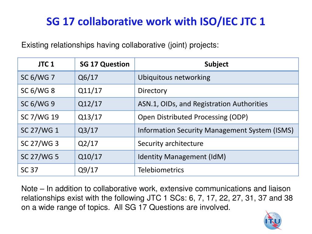 Study Group 17, Security Input for the joint ITU-T | ISO/IEC JTC 1 leadership meeting November 2011