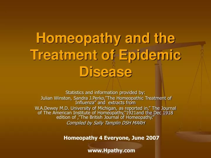 homeopathy and the treatment of epidemic disease n.