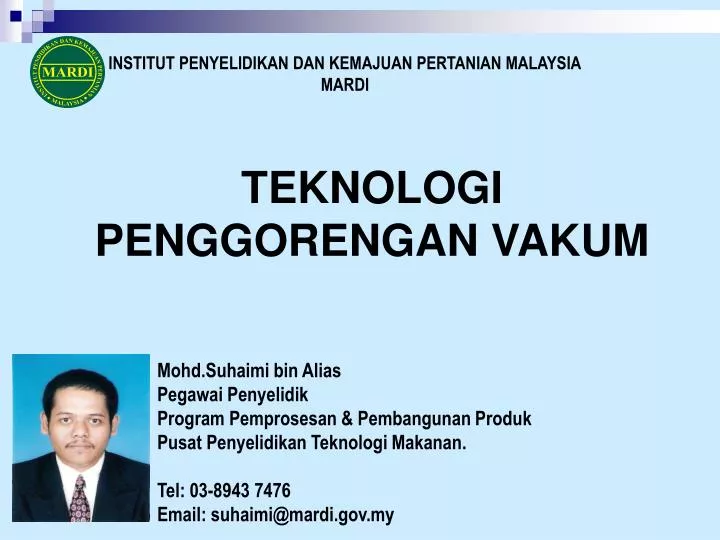 Ppt Institut Penyelidikan Dan Kemajuan Pertanian Malaysia Mardi Powerpoint Presentation Id 1418341