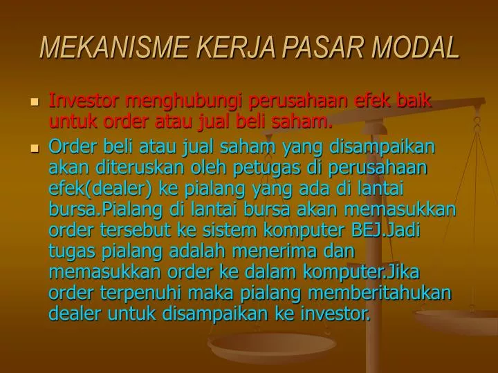 Ppt Mekanisme Kerja Pasar Modal Powerpoint Presentation Free Download Id 1419002