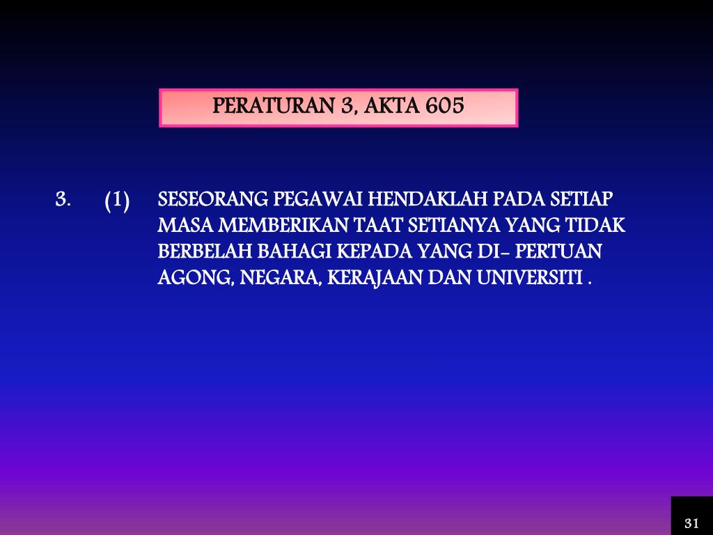 PPT - PERATURAN TATAKELAKUAN & TATATERTIB PEGAWAI AWAM 