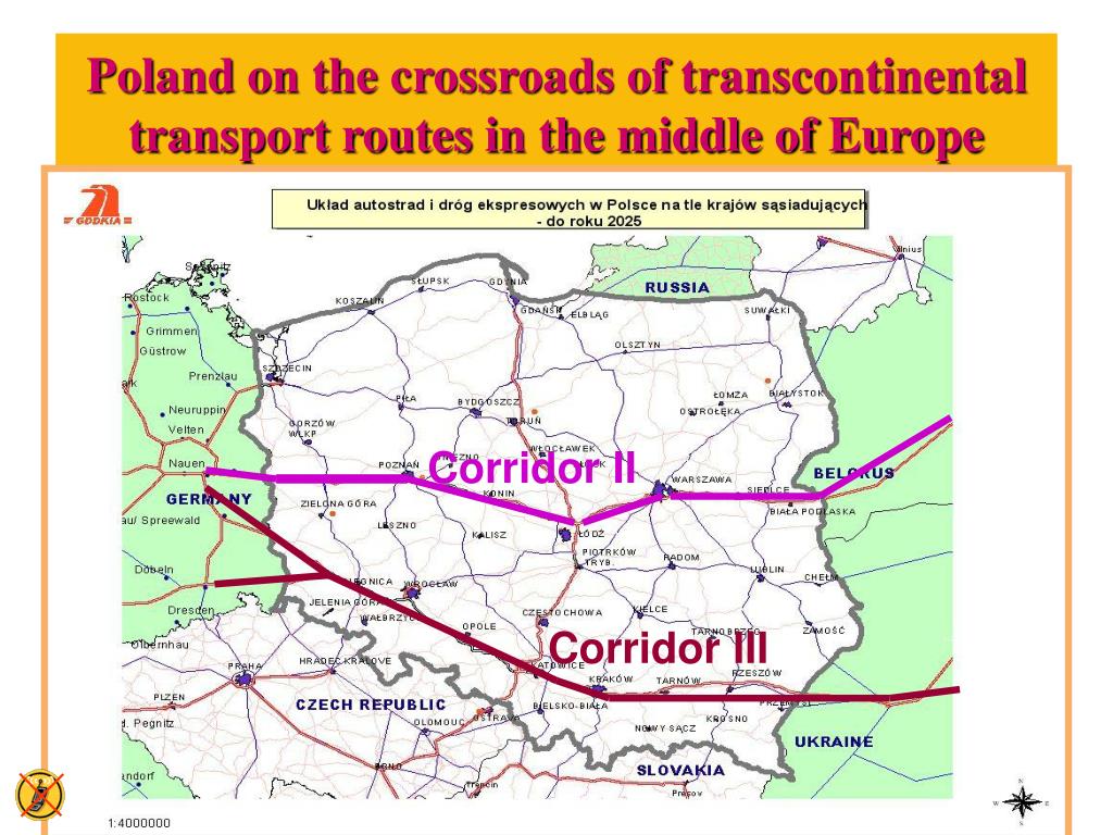 PPT - Poland on the crossroads of transcontinental transport routes in the middle of Europe 