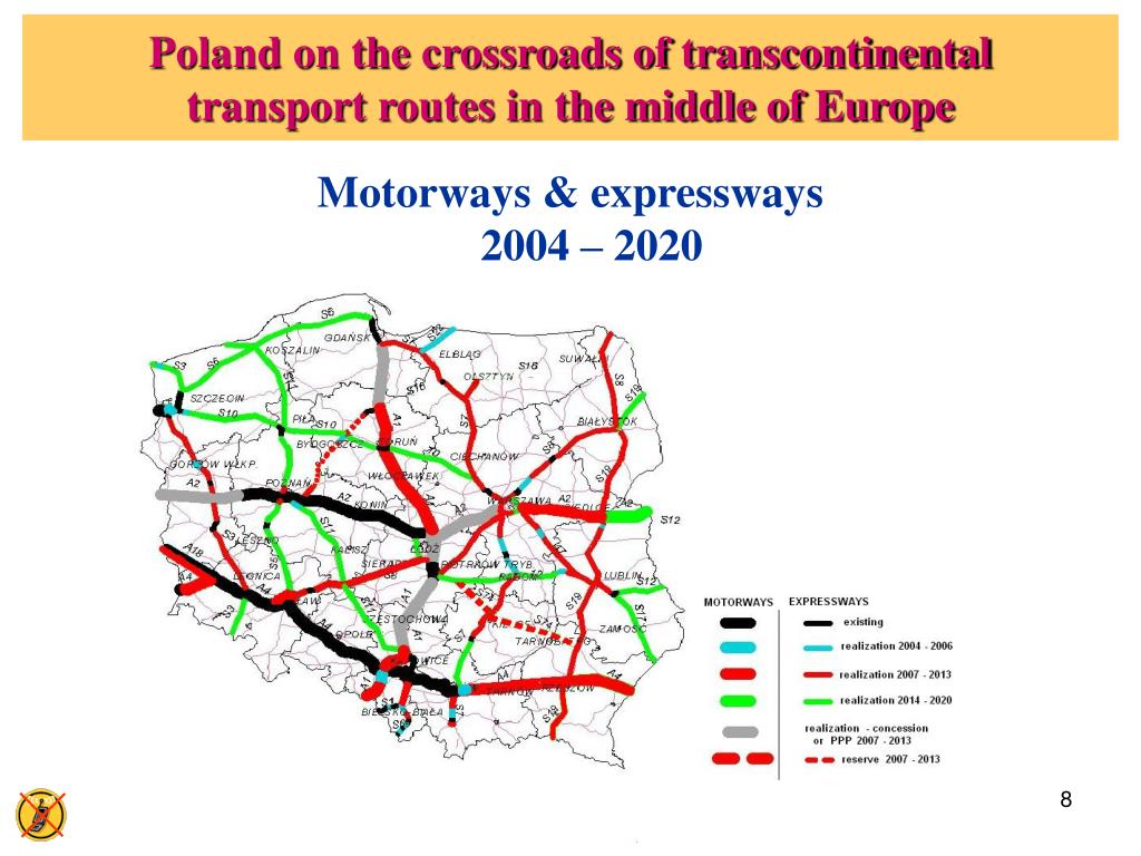 PPT - Poland on the crossroads of transcontinental transport routes in the middle of Europe 