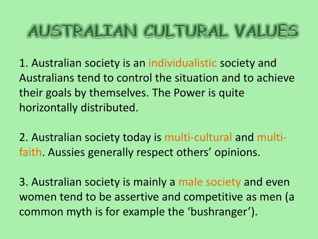 PPT - AUSTRALIAN CULTURAL VALUES PowerPoint Presentation, free download -  ID:1423077