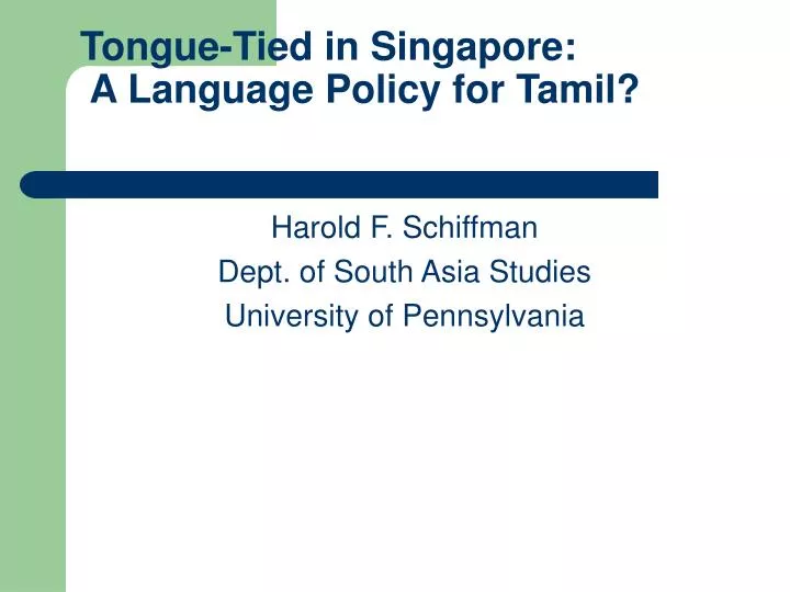 tongue tied in singapore a language policy for tamil n.
