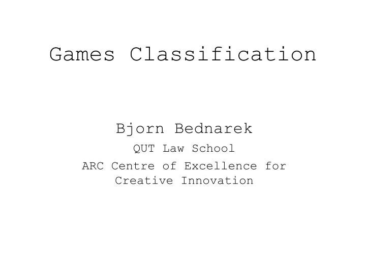 games classification n.