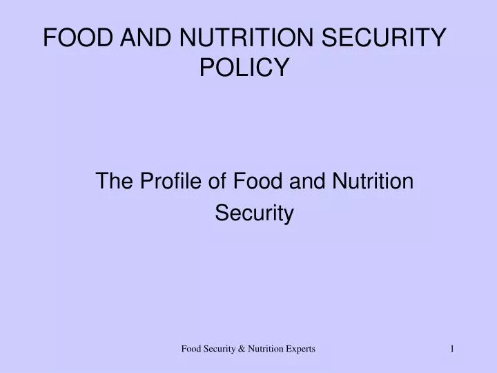 food and nutrition security policy n.