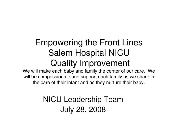 nicu leadership team july 28 2008 n.