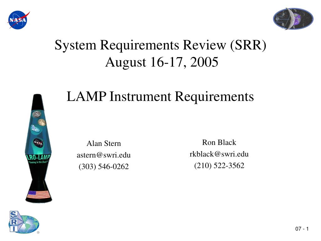 PPT - System Requirements Review (SRR) August 16-17, 2005 LAMP Instrument  Requirements PowerPoint Presentation - ID:1426175