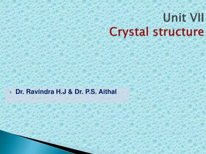 unit vii crystal structure n.