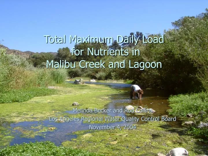 total maximum daily load for nutrients in malibu creek and lagoon n.