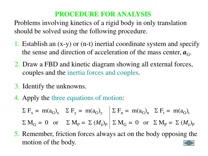 Hasil carian imej untuk PROCEDURE FOR ANALYSIS : EQUATION OF MOTION