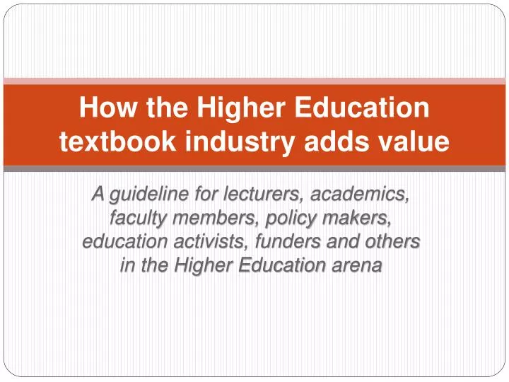 Higher Education Textbook Market And Trends