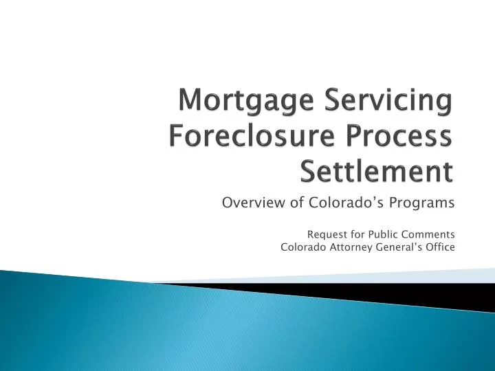 PPT Mortgage Servicing Foreclosure Process Settlement PowerPoint