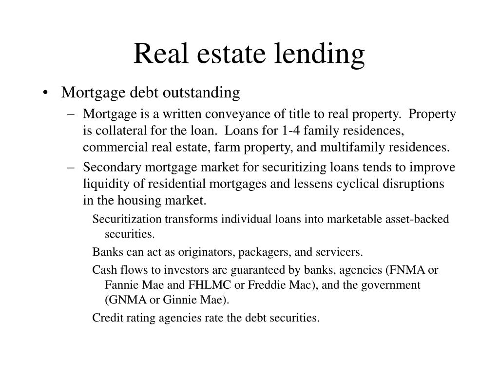 in the real estate lending business assignment refers to