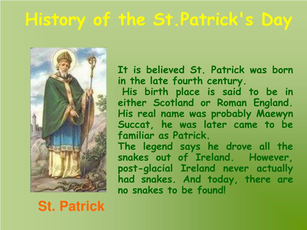 PPT History of the St.Patrick's Day PowerPoint Presentation, free