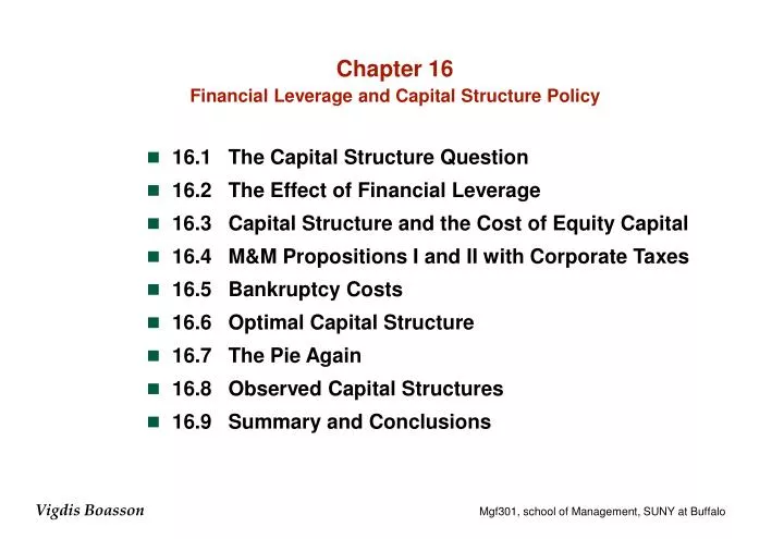 chapter 16 financial leverage and capital structure policy n.