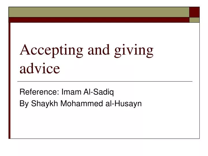accepting and giving advice n.