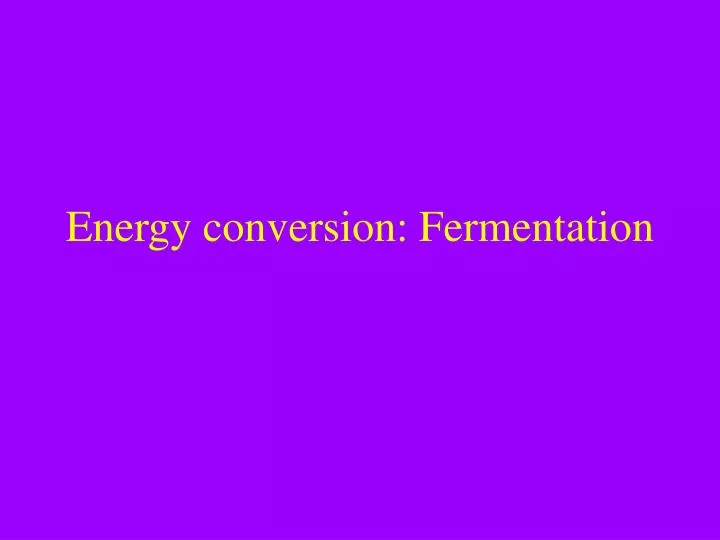 energy conversion fermentation n.