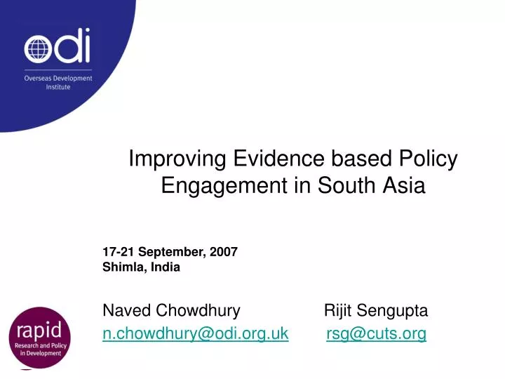 improving evidence based policy engagement in south asia n.