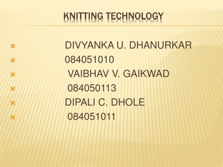knitting technology n.