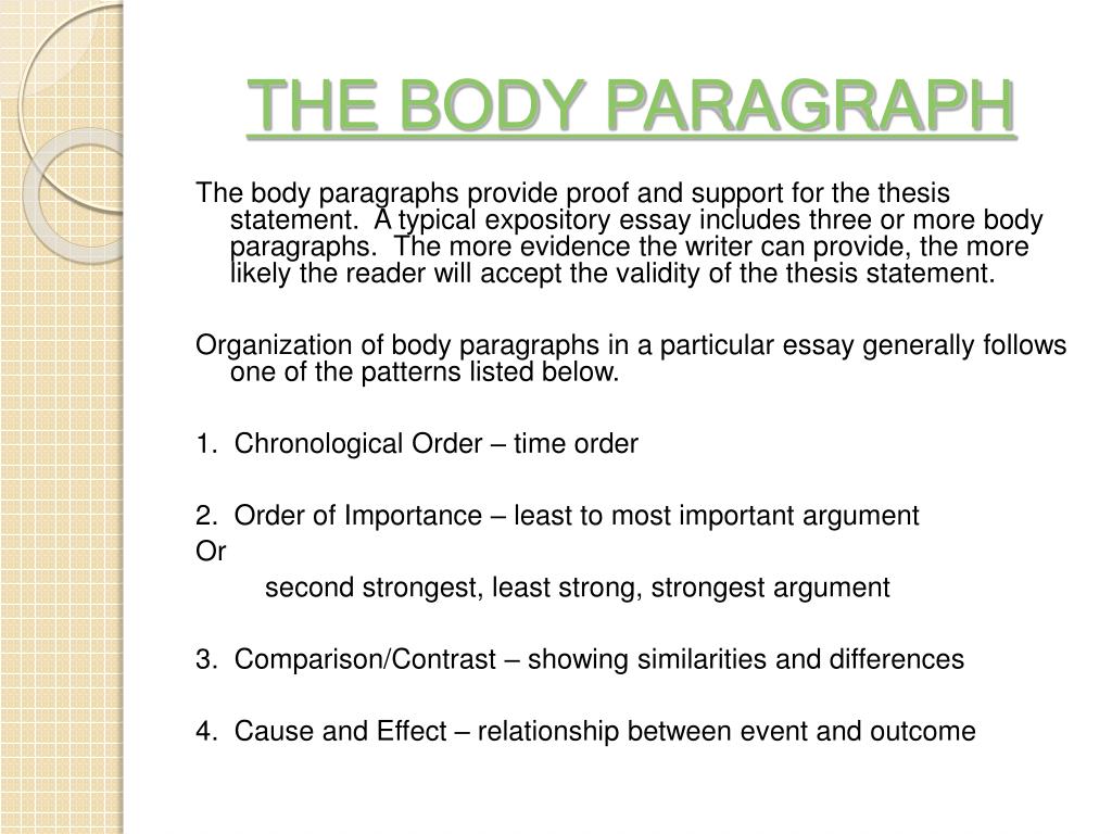 write a body paragraph for an explanatory essay