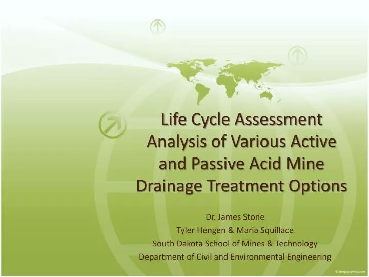 life cycle assessment analysis of various active and passive acid mine drainage treatment options n.