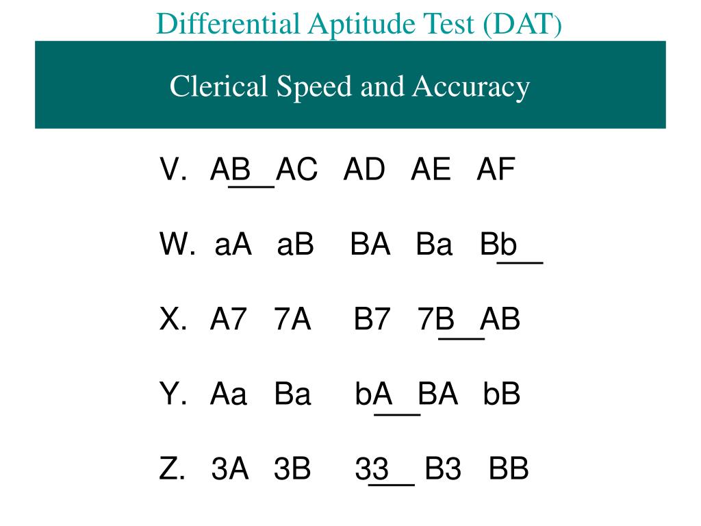Differential Aptitude Test Clerical Speed And Accuracy