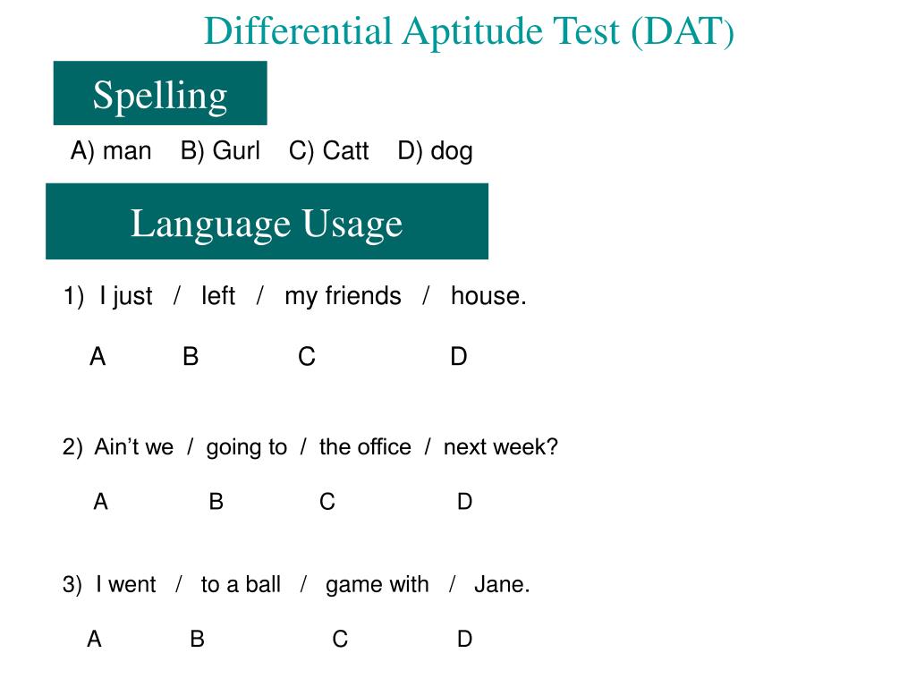 Differential Aptitude Test Language Usage