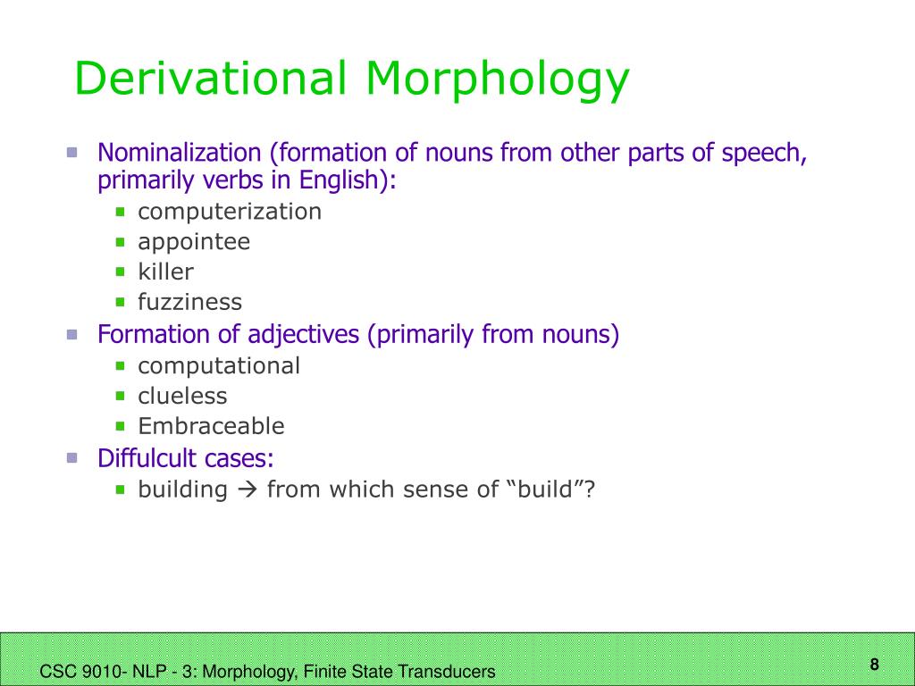 PPT - CSC 9010 Natural Language Processing Lecture 3: Morphology ...