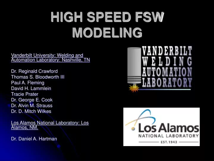 high speed fsw modeling n.