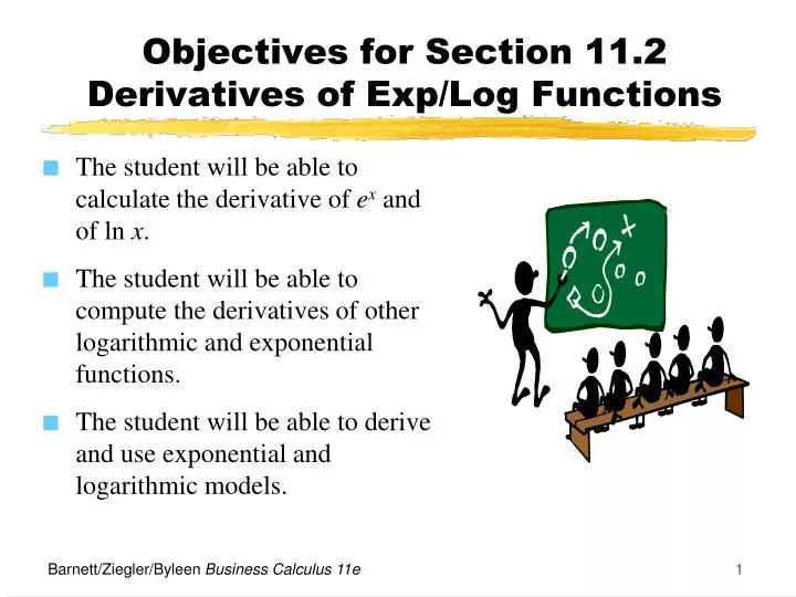objectives for section 11 2 derivatives of exp log functions n.