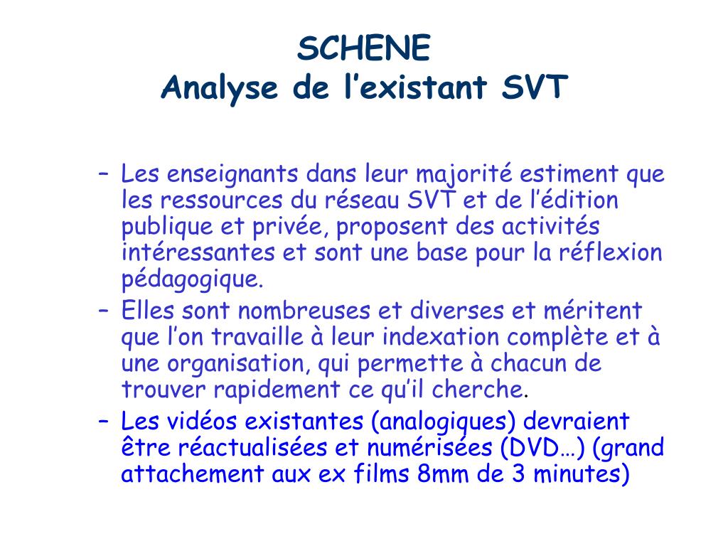 PPT - SCHENE Analyse de l'existant SVT PowerPoint Presentation, free  download - ID:1432000