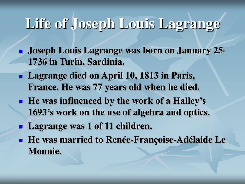PPT - Joseph Louis Lagrange PowerPoint Presentation, free download - ID:1432967