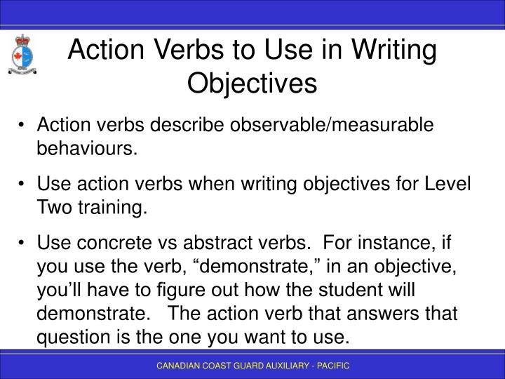 Action Verbs For Training Objectives